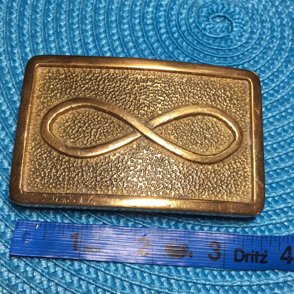 Infinity Belt Buckle Solid Brass Nail-Beaten Back - image 1
